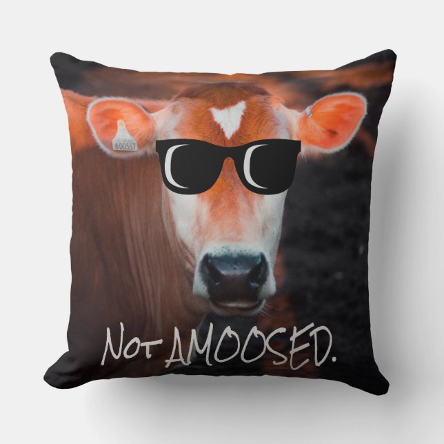 Coussin Vache en lunettes de soleil Pas aMOOsed mignon drô (Recto)