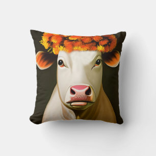 Coussin Vache fleurie