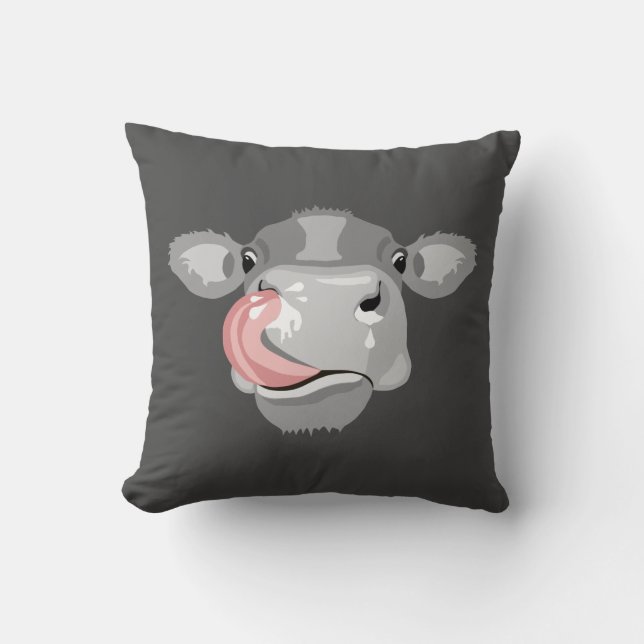 Coussin Vache lécher le nez (Recto)