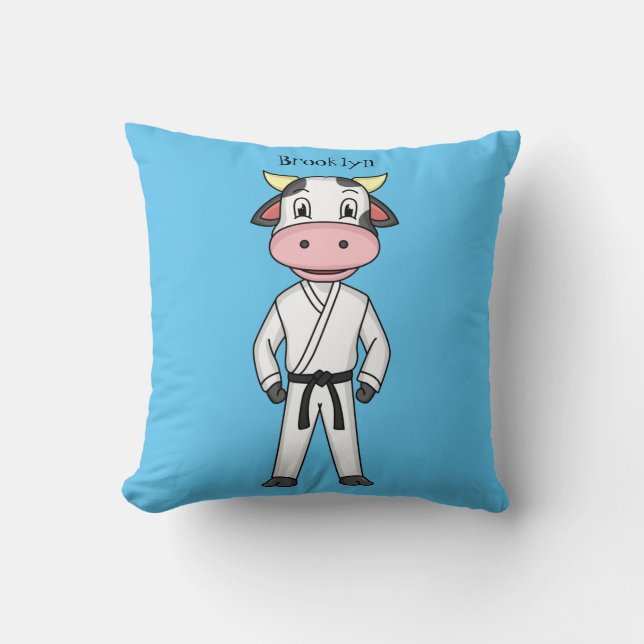 Coussin Vache mignonne en combinaison kung fu (Recto)
