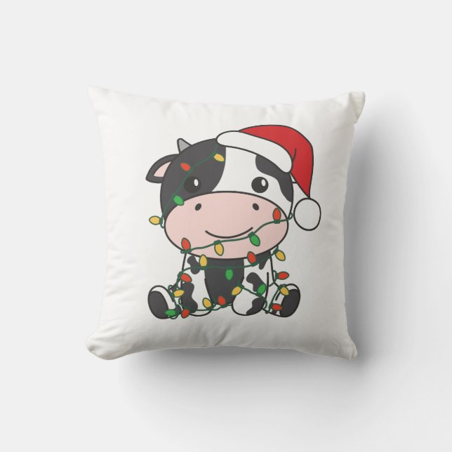 Coussin Vache Noël Animaux d'hiver Vaches de vacances (Recto)