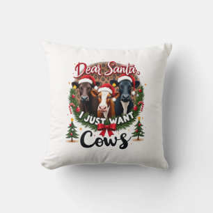 Coussin Vache Noël Cher Père Noël Je Veux Juste Des Vaches