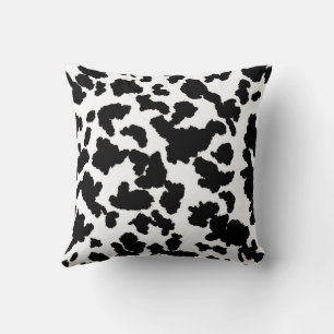 Coussin Vache Noire Et Blanche Cacher Motif De Fourrure
