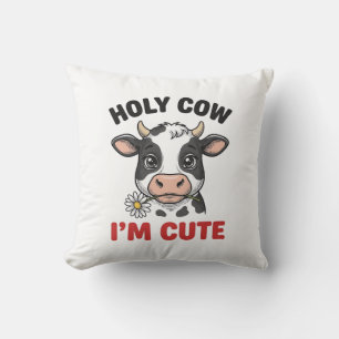 Coussin Vache sacrée je suis mignon Gravure vintage de vac