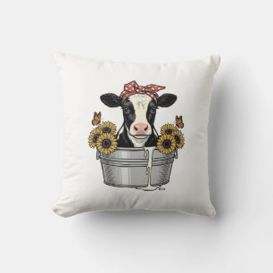 Coussin Vache vintage dans une baignoire Tournesol Papillo