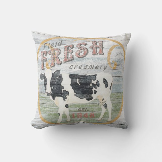 Coussin Vache vintage de crème fraîche (Recto)