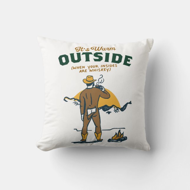 Coussin Vacher Drôle Buvant du Whisky (Recto)