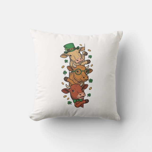 Coussin Vaches empilées mignonnes St Patrick Gravure vinta (Recto)