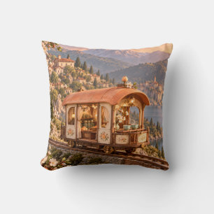 Coussin Vagon de thé du chemin de fer Abricot Village du l