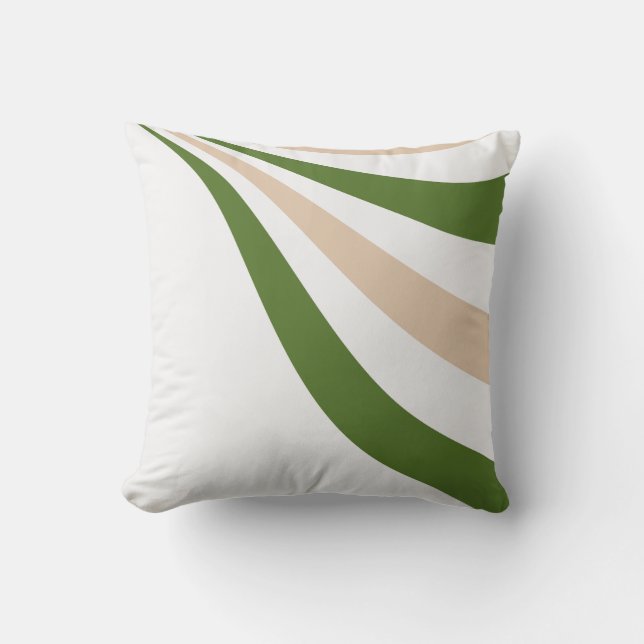 Coussin Vague blanche, sable et palme verte (Recto)