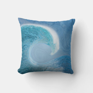 Coussin Vague Bleue Artistique