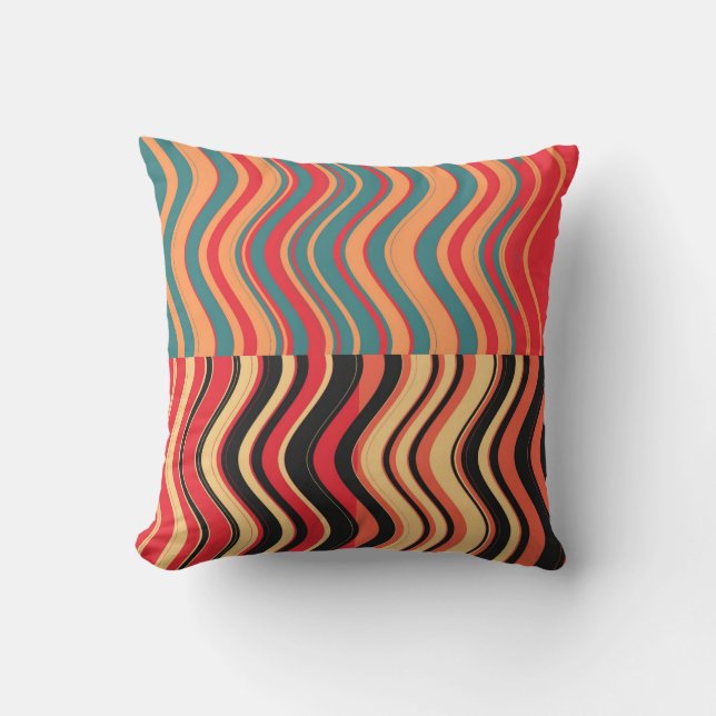 Coussin Vague colorée Art Retro Abstrait 2 (Recto)