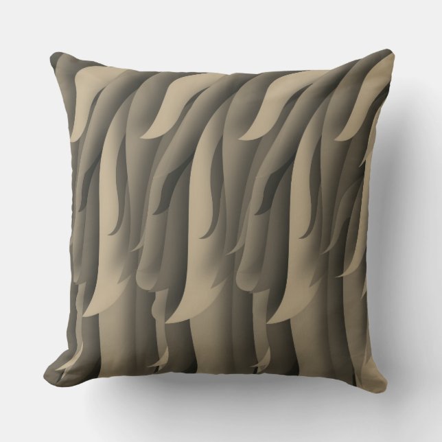 Coussin Vague d'art moderne marron et beige (Recto)