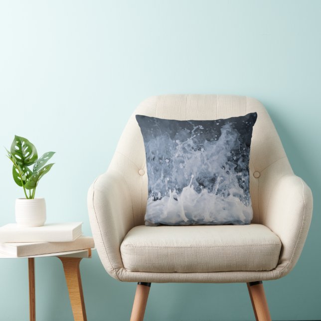 Coussin Vague d'océan Éclaboussure de près 1 (Chaise)