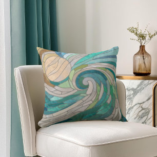 Coussin Vague et lune de mosaïque