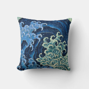 Coussin Vague féminine de Hokusai Océan Vintage
