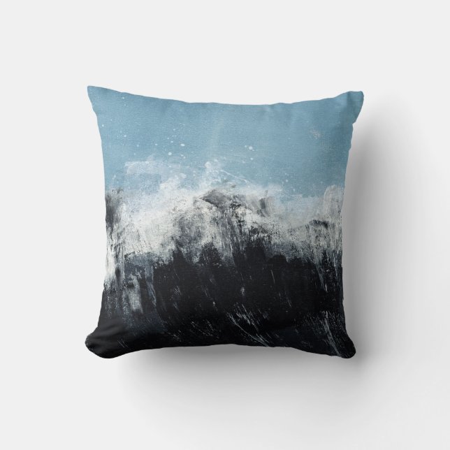 Coussin Vague marine : design peint à la main (Recto)