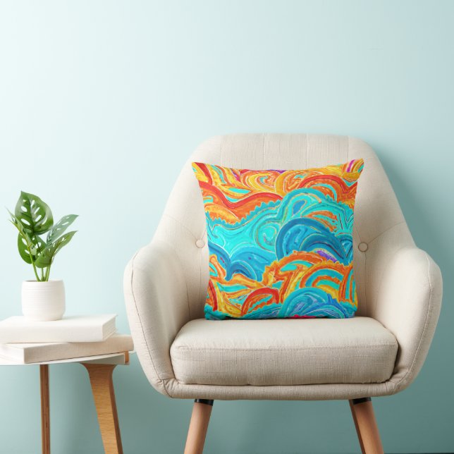 Coussin Vague Peinture Motif. Commandez dès maintenant  (Chaise)