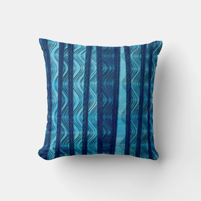 Coussin Vague Rétro Bleu Motif Unique Frais (Recto)