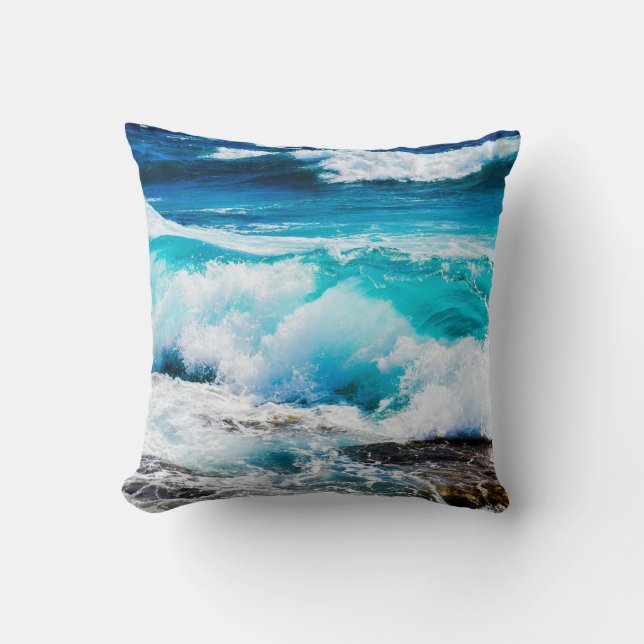 Coussin Vague sur les roches - carreau (Recto)