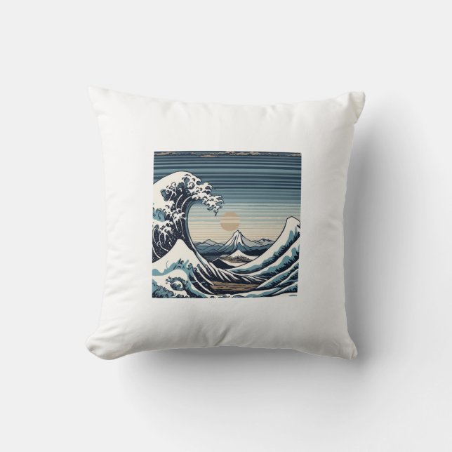 Coussin Vague Zen avec Montagne (Recto)