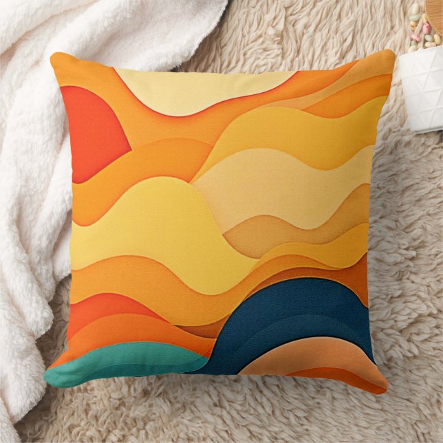 Coussin Vagues Abstraites à couches colorées (Couverture)