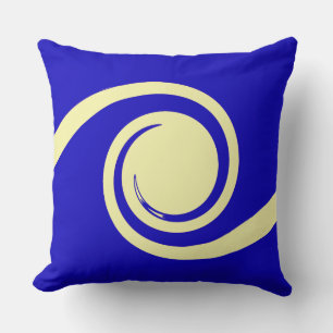Coussin Vagues abstraites bleues modernes et presque blanc