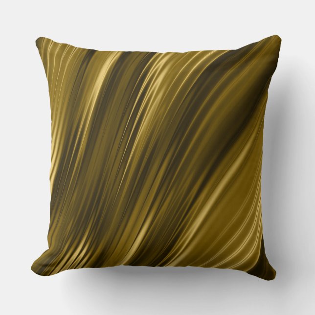 Coussin Vagues Abstraites Brown et or (Recto)