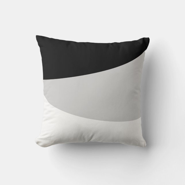 Coussin Vagues abstraites chic en noir, argent, gris et bl (Recto)