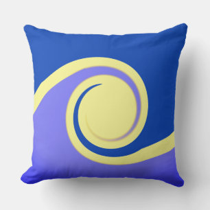 Coussin Vagues abstraites dans des nuances de bleu et d'iv