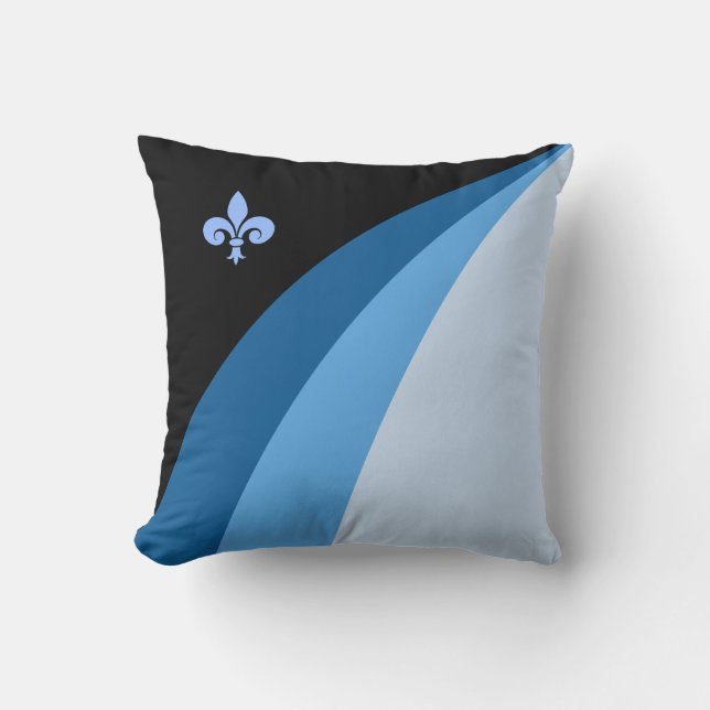 Coussin Vagues abstraites dans des tons bleus & fleur de l (Recto)