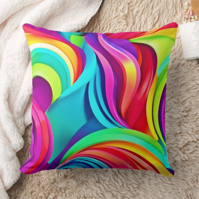 Coussin Vagues Abstraites dynamiques en couleur dynamique (Couverture)