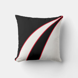 Coussin Vagues abstraites élégantes et modernes noires, ro