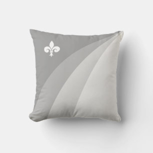 Coussin Vagues abstraites en nuances de gris et fleur de l