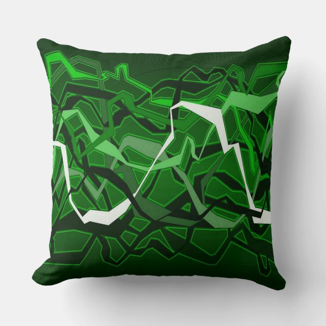 Coussin Vagues Abstraites funky vert (Recto)