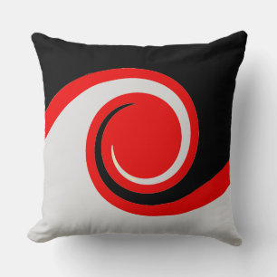 Coussin Vagues Abstraites noires, rouges et argentées