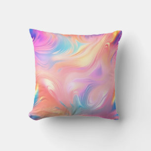 Coussin Vagues abstraites roses bleues jaunes néon branché