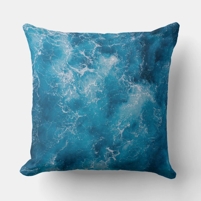 Coussin Vagues aériennes de l'océan bleu qui s'écrasent (Recto)