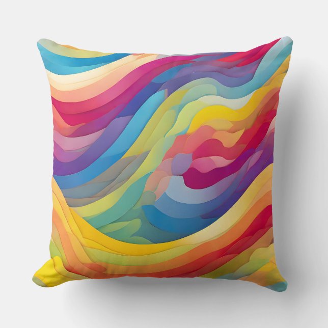 Coussin Vagues arc-en-ciel (Recto)