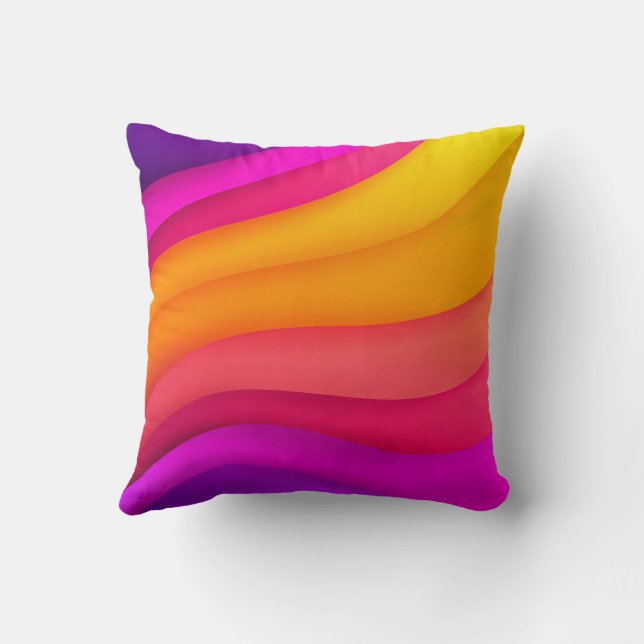 Coussin Vagues arc-en-ciel magenta (Verso)