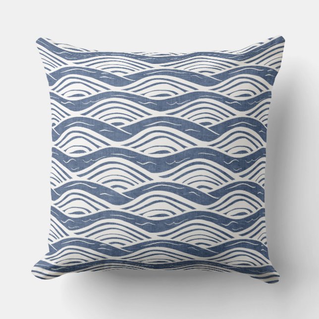 Coussin Vagues bleu et blanc de l'océan Jeu d'oreiller (Recto)