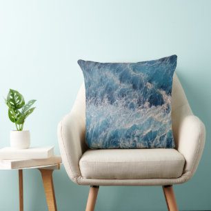 Coussin Vagues bleu océan