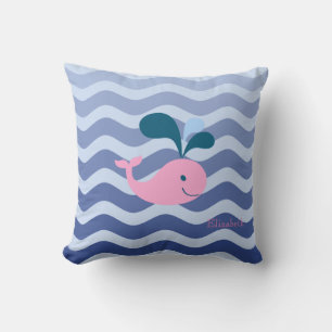 Coussin Vagues Bleues de la Marine Nautique, Baleine