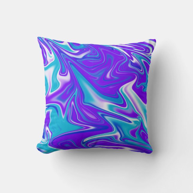 Coussin "Vagues célestes : Le marbre bleu blanc et violet (Recto)