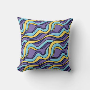 Coussin Vagues colorées Motif Funky Retro moderne Abstrait