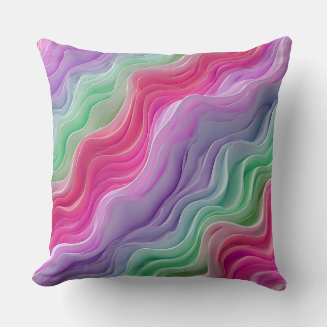 Coussin Vagues colorées pastel abstraites (Recto)