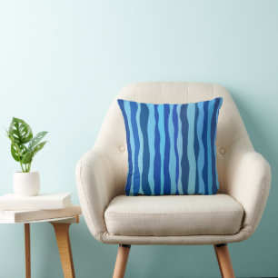 Coussin Vagues de bleu cyan marine cobalt bleu ciel