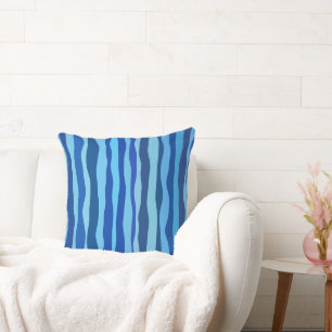 Coussin Vagues de bleu cyan marine cobalt bleu ciel