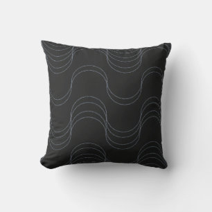 Coussin Vagues de calme Charbon Noir Ardoise Gris
