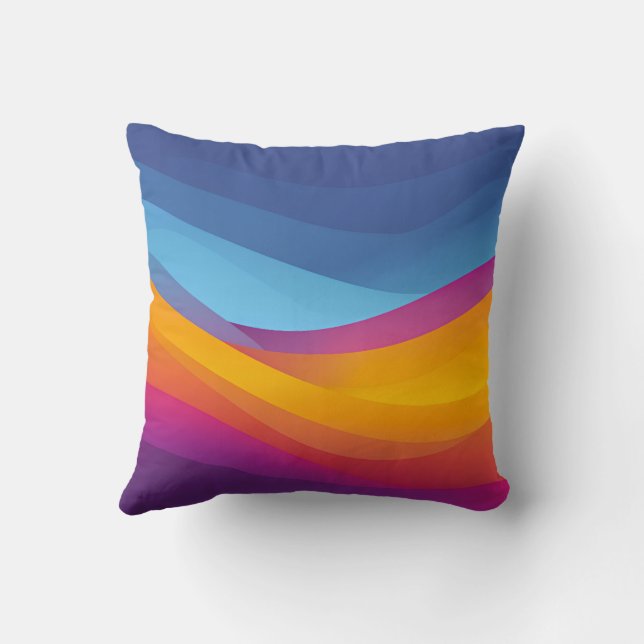 Coussin Vagues de couches bleu orange (Verso)